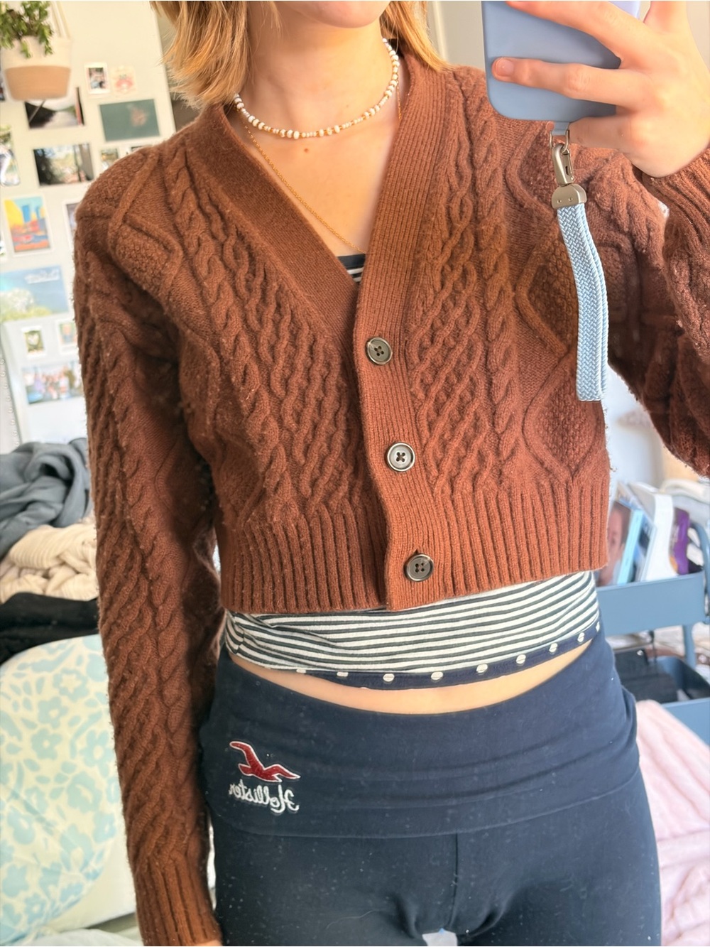 Aritzia Sunday Best Cooper Merino Wool Cable Knit Cardigan XS Brown